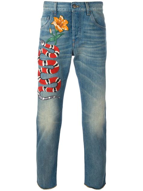 embroidered jeans mens gucci|gucci jeans men sale.